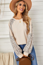 Women's leopard print round neck pullover with long sleeves