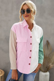 Color block splicing autumn shirt loose long sleeve single breasted shirt