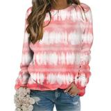 Loose casual round neck long sleeve printed T-shirt