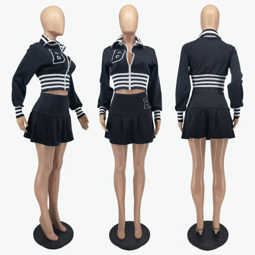 Autumn and winter fashionable baseball suit letter skirt suit