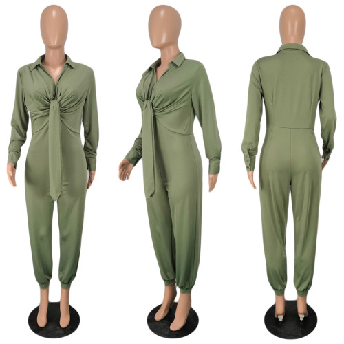 Women's loose jumpsuit Sexy long sleeve V-neck jumpsuit