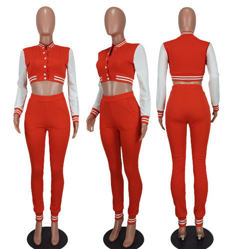 Splice small pit strip waistless baseball uniform two-piece sports suit