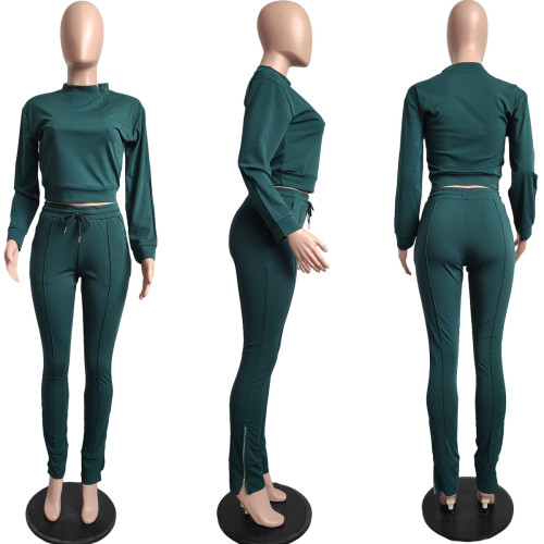 Invisible zipper split trousers casual two-piece suit