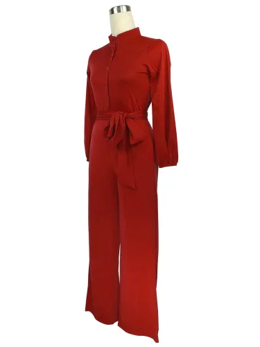 Sexy elastic women's fashionable solid wide leg jumpsuit