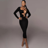 Women's sexy hollow tight A-line skirt with strap backless dress