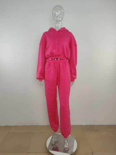 Long sleeve thickened hooded sweater sportswear casual suit