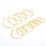 Versatile Simple Fashion Exaggerated Nightclub Circle Color Mix Multi piece 6-pair Size Circle Earring Set