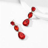 Fashion color diamond alloy inlaid diamond drop shaped long earrings