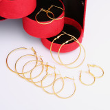 Versatile Simple Fashion Exaggerated Nightclub Circle Color Mix Multi piece 6-pair Size Circle Earring Set