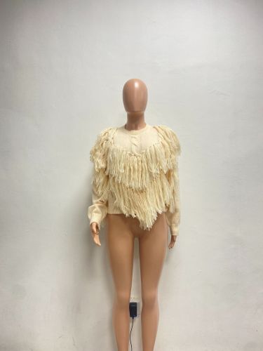 Winter Versatile Knitted Hand Hook Fringe Sweater Top