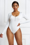 Solid color long sleeve round neck sexy jumpsuit