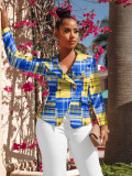 Women's fashion plaid small suit jacket with pockets and lining, slim