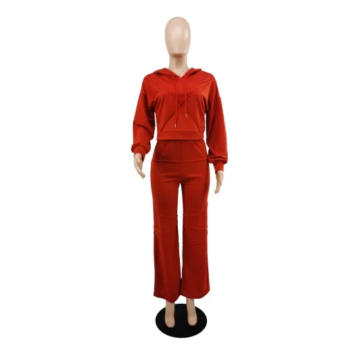 Fashion sports hooded sweater autumn and winter straight casual trousers two-piece set