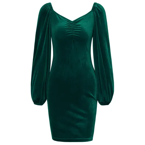 Square Neck Dress Fashion Slim Wrap Hip Open Back Skirt