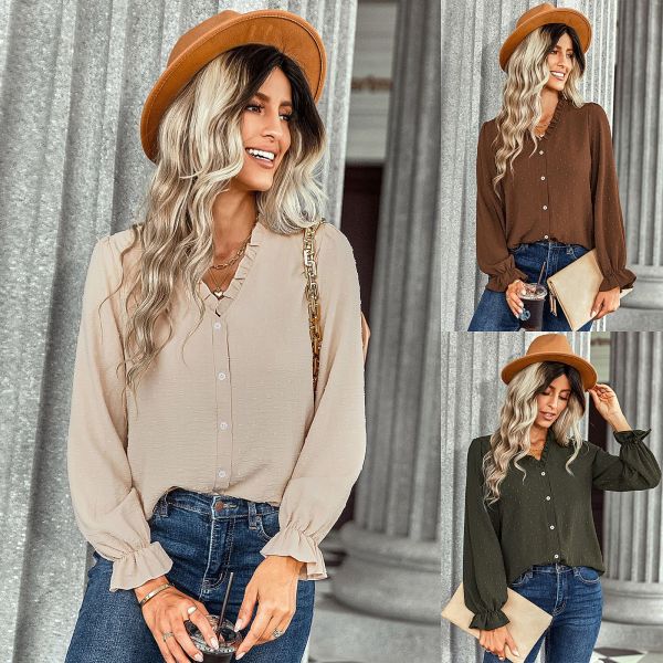 V-Neck Shirt Women's Fashion Casual Versatile Polka Point Shirt