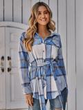 Women's single breasted casual plaid women's coat