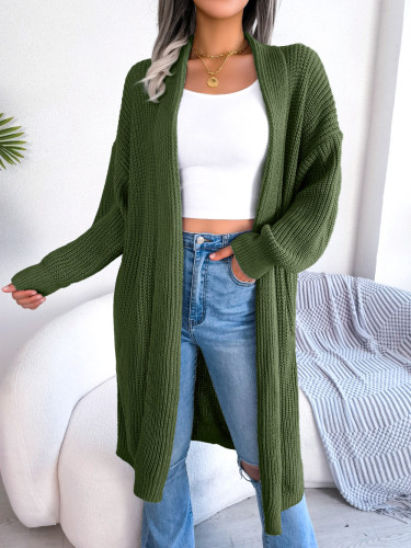 Autumn and winter casual versatile lapel long cardigan sweater coat