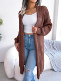 Autumn and winter casual versatile lapel long cardigan sweater coat