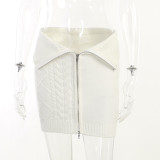 Woolen Zipper Featured Skirt Fashionable Spice Girl Wrap Hip Skirt