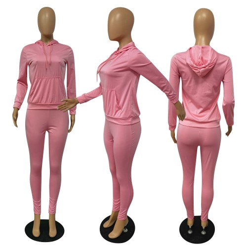 Women's solid sports casual two-piece set