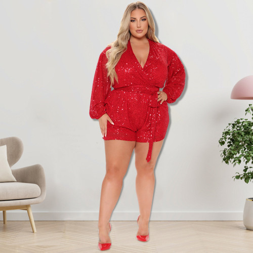 Oversized women's beaded one-piece shorts