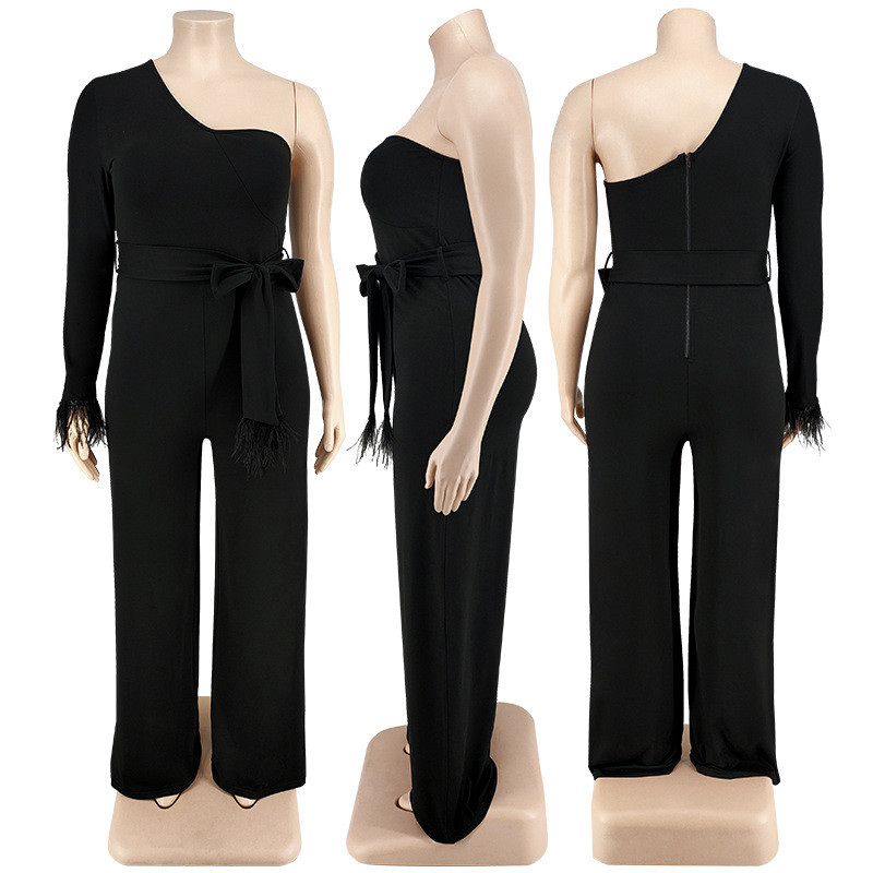 Oversized women's asymmetric jumpsuit