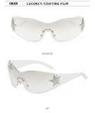 Frameless one-piece five pointed star sunglasses new fashion Y2K sports glasses sun shading sunglasses for men and women
