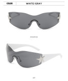 Frameless one-piece five pointed star sunglasses new fashion Y2K sports glasses sun shading sunglasses for men and women