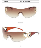 Fashion personality one-piece women's sunglasses vintage large frame modern runway sunglasses