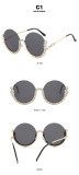 Round diamond set metal sunglasses Half frame sunglasses Gorgeous gradual change sunglasses
