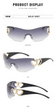 Fashion personality one-piece women's sunglasses vintage large frame modern runway sunglasses