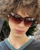 Frameless couple sunglasses fashionable double ring decorative net red glasses one-piece sunglasses
