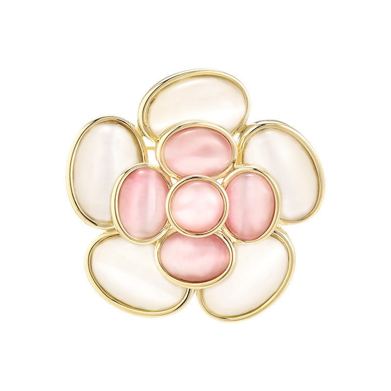 Heavy Industry Luxury Cat's Eye Stone Camellia brooch Premium Elegant Gentle brooch pin