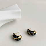 French glazed shell earrings with a sense of design Delicate 18K gold plated ear rings Versatile ear ornaments