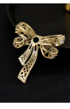 Heavy industry simple bowknot brooch anti fade small fragrance inlaid zircon corsage clothing coat high-grade accessories
