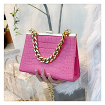 Fashionable stone grain chain portable small square bag, foreign style, versatile one shoulder messenger bag