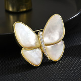 Simple, fashionable, luxurious, butterfly brooch, broken cocoon, high quality zircon, natural fritillaria brooch