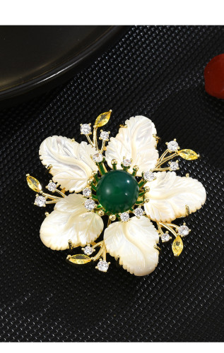 Elegant natural fritillaria flower brooch high-grade female retro versatile leaf brooch coat pin buckle accessories