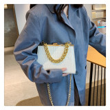 Fashionable stone grain chain portable small square bag, foreign style, versatile one shoulder messenger bag