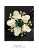 Elegant natural fritillaria flower brooch high-grade female retro versatile leaf brooch coat pin buckle accessories