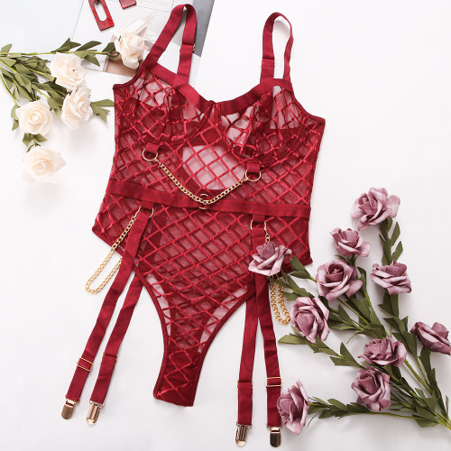 Perspective Mesh Sexy Open Back High Waist Slim Bodysuit