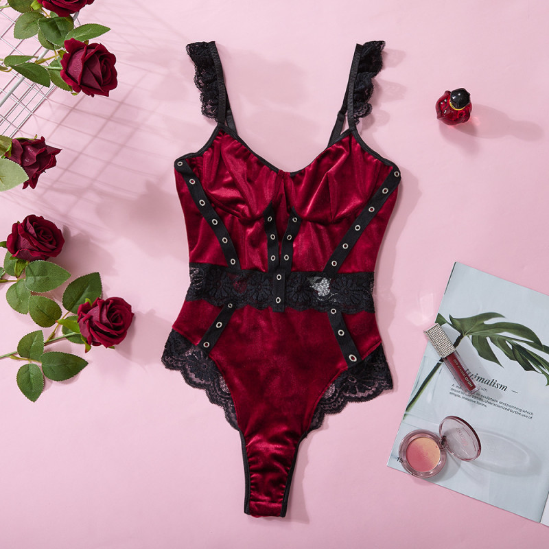 Velvet Lace Sexy Funny Bodysuit