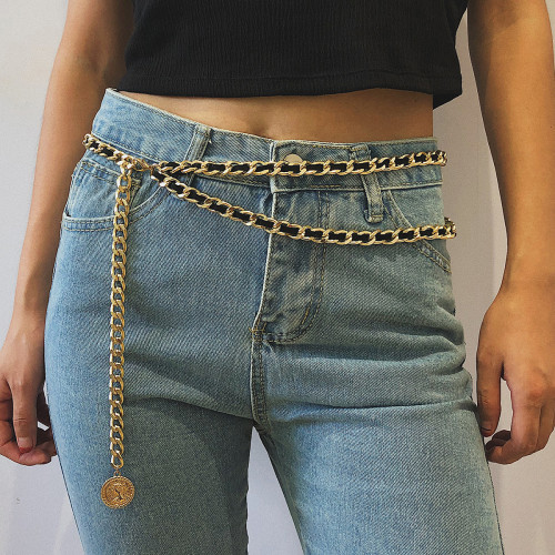 Vintage sexy fashion multi-layer body chain personality geometric figure chain velvet