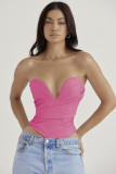 Wearing a bra outside the vest Sexy Spice Girl Fashion Satin One Neck Off Shoulder Fishbone Bra Tunic Top