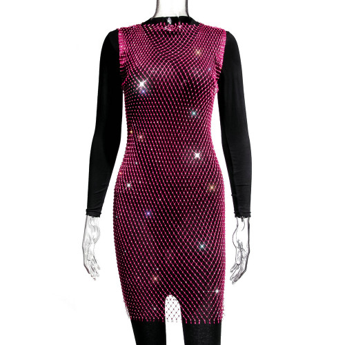 Mesh sparkle round neck dress