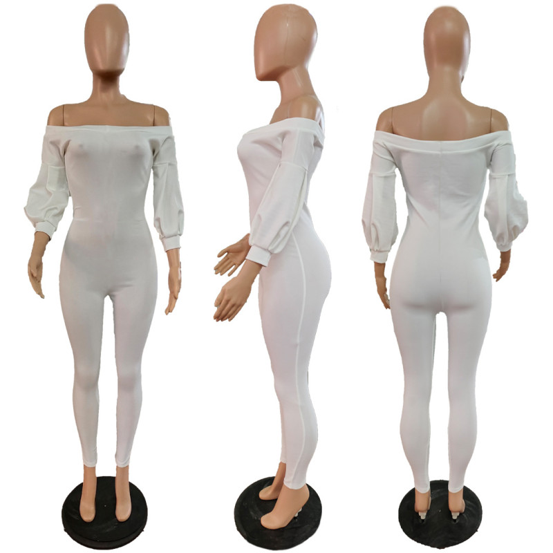 Women's fashionable shoulder length sexy lantern sleeve jumpsuit