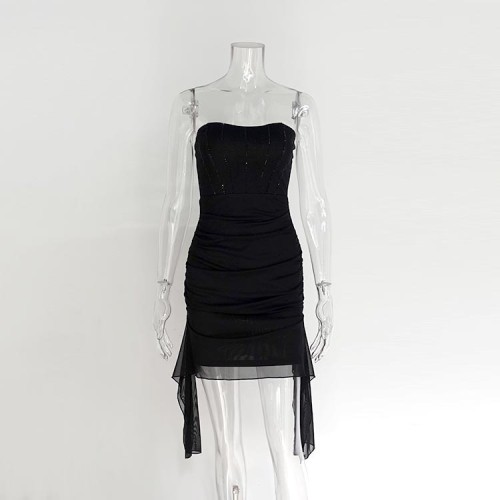 Temperament Scalded Mesh Bra Dress