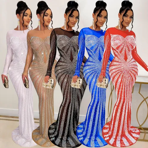 Sexy hot drill floor length dress nightclub dress
