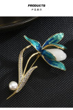 Luxury Hotan Jade brooch High grade pearl magnolia corsage clothing accessories Elegant pin