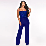 Fashion suspender sequins jumpsuit